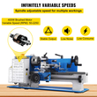 VEVOR Mini Metal Lathe 7x12 Inch Precision Variable Speed ​​2250RPM 400W Ζυγαριά Τηλεσκοπικά Σετ Μεταλλικό Ξύλο Επεξεργασίας Τόρνος Αυτόματος με τσοκ 3 σιαγόνων με αυτοκεντρικό τσοκ