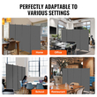 VEVOR Room Divider 4 Panels Fabric Room Privacy Screen for Office Υπνοδωμάτιο Γκρι