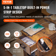 VEVOR Farmhouse End Table Night Stand με θύρες USB και πρίζες αποθήκευσης 3 επιπέδων
