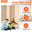 VEVOR 4 Panel Room Divider Bamboo Hand-woven Πτυσσόμενες Οθόνες Privacy Natural