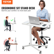 Κινητό γραφείο VEVOR Standing, 28,5&quot;-44,2&quot; Γραφείο καθίσματος με ρυθμιζόμενο ύψος αερίου-ελατηρίου, περιστρεφόμενοι τροχοί 360° (2 με δυνατότητα κλειδώματος) Φορητό κυλιόμενο τραπέζι φορητού υπολογιστή Καλάθι υπολογιστή για σχολείο στο σπίτι, 44LBS Φόρτωση