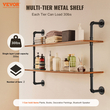 VEVOR Industrial Pipe Ράφι 2 επιπέδων 48x 9,84 ιντσών Επιτοίχια βάση για κρεβατοκάμαρα κουζίνας