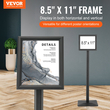Βάση επιγραφών VEVOR, 8,5 x 11 ιντσών, κάθετη και οριζόντια ρυθμιζόμενη βάση αφίσας, βαρέως τύπου βάση επιγραφής δαπέδου με μεταλλική βάση για προβολή, διαφήμιση και εξωτερικό, μαύρο