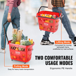 VEVOR Plastic Rolling Trolley Shopping Basket On Wheels 6PCS 39L with Handle Red