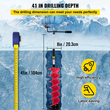 VEVOR Ice Drill Auger, 8\&#039;\&#039; Nylon Ice Auger Diameter, 41\&#039;\&#039; Length Ice Auger Bit, Auger Drill with 14\&#039;\&#039; Right Extension Rod, Λαστιχένια λαβή, Προσαρμογέας τρυπανιού, Αντικαταστάσιμη λεπίδα τρυπήματος για Ice Fish