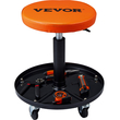 VEVOR Mechanic Stool, 250 LBS Rolling Pneumatic Creeper Garage/Κάθισμα καταστήματος, Ρυθμιζόμενο ύψος 22 σε-28 σε Επενδυμένο σκαμπό εργαστηρίου Rolling με δίσκο εργαλείων, για γκαράζ, κατάστημα, επισκευή αυτοκινήτων, μαύρο+πορτοκαλί