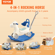 VEVOR 4 σε 1 κουνιστό άλογο για νήπια 1-3 ετών Ride on Toy with Sound Blue