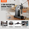 Πρέσα Arbor VEVOR, Πρέσα Arbor τύπου Ratchet 3 Ton, Πρέσα Arbor Ratchet Leverage with Handwheel, 12,2&quot; Μέγιστο ύψος, Χειροκίνητη πρέσα επιφάνειας εργασίας από χυτοσίδηρο, για στάμπα, κάμψη, τέντωμα, διαμόρφωση