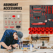 VEVOR Επιτοίχιοι κάδοι αποθήκευσης, 30-Bin Parts Rack Organizer Garage Plastic Shop Εργαλείο με πάνελ τοίχου/Θήρες εργαλείων/Γάντζοι, Οργανωτής εργαλείων για παξιμάδια, μπουλόνια, βίδες, καρφιά, χάντρες, κουμπιά, μαύρο και κόκκινο