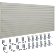 Πάνελ VEVOR Slatwall με γάντζους, 4 πόδια x 1 ft Γκρι πάνελ τοίχου γκαράζ 12&quot; Υ x 48&quot; L (Σετ 8 πάνελ), Οθόνη οργάνωσης τοίχου γκαράζ βαρέως τύπου για κατάστημα λιανικής, τοίχος γκαράζ, οργανισμός αποθήκευσης χειροτεχνίας