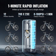 Φορητός αεροσυμπιεστής VEVOR Tire Inflator, ηλεκτρική αντλία αέρα 150 PSI, επαναφορτιζόμενη αντλία ελαστικών 4000 mAh με λειτουργία αυτόματης απενεργοποίησης, μετρητής πίεσης LCD, 3 ακροφύσια, φως LED για μπάλα αυτοκινήτου μοτοσυκλέτας