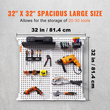 VEVOR Pegboard Wall Organizer 32&quot; x 32&quot;, 330LBS Loading Garage Metal Pegboard Organizer Wall Mount, 25PCS Tool Storage Kit με 2 μανταλάκια, γάντζους, δοχεία αποθήκευσης, ράφια ραφιών για κατάστημα γκαράζ αποθήκης