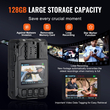 VEVOR 1440P Police Body Camera 128G Body Cam 3500 mAh Μπαταρία Night Vision GPS