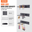 VEVOR Garage Tool Organizer, 600 lbs Max Load Capacity, Wall Mount Yard Garden Storage Rack Organization Heavy Duty με 6 ρυθμιζόμενους γάντζους και 3 ράγες, για εργαλεία κήπου, φτυάρια, ψαλίδια και σωλήνες