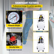 VEVOR Air Compressor, Δεξαμενή αεροσυμπιεστή 30L/6,6Gallon, φορητό κιτ αεροσυμπιεστή χωρίς λάδι 1,1HP 850W για γκαράζ, Ultra Quiet, 115PSI, 5,9CFM, 1440RPM, για φούσκωμα ελαστικών,Ανακαίνιση σπιτιού, Tool