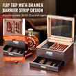 VEVOR 50 Cigar Humidor Glasstop Cedar Cigar Box Υγραντήρας &amp; υγρόμετρο &amp; συρτάρι
