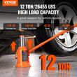 VEVOR Hydraulic Bottle Jack, 12 Ton/24000 LBS All Welded Bottle Jack, 190-355 mm Range Lifting, με μακριά λαβή 3 τμημάτων, για αυτοκίνητο, Pickup Truck, Truck, RV, Auto Repair, Industrial Engineering
