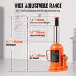 VEVOR Hydraulic Bottle Jack, 20 Ton/44092 LBS All Welded Bottle Jack, 240-450 mm Range Lifting, με μακριά λαβή 3 τμημάτων, για αυτοκίνητο, Pickup Truck, Truck, RV, Auto Repair, Industrial Engineering