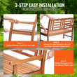 VEVOR Outdoor Bench 48 in Wood Garden Πάγκος 700 lbs Park Patio Yard Porch Πάγκος