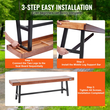VEVOR Outdoor Bench 63 in Wood Garden Bench Metal Leg Park Patio Dining Pag