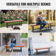 VEVOR Outdoor Bench 63 in Wood Garden Bench Metal Leg Park Patio Dining Pag