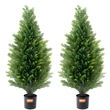 VEVOR 2 Pack 3&#039; Artificial Cedar Topiary Tree Faux Plant UV Decor In/Outdoor