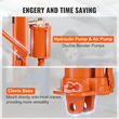 VEVOR Hydraulic Long Ram Jack, κύλινδρος ανύψωσης κινητήρα 8 τόνων με αντλία αέρα και μονοπίστονη αντλία, υδραυλικός κύλινδρος εμβόλου Βάση Clevis για ανυψωτικά μηχανών ανύψωσης, γερανοί γκαράζ/καταστήματος, μηχανικοί, αγρόκτημα