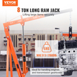 VEVOR Hydraulic Long Ram Jack, κύλινδρος ανύψωσης κινητήρα 8 τόννων με μονοέμβολη αντλία και βάση Clevis, υδραυλικός κύλινδρος εμβόλου για ανυψωτικά μηχανών ανύψωσης, υδραυλικοί γερανοί γκαράζ/καταστημάτων, μηχανικοί, αγρόκτημα