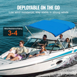Κάλυμμα σκάφους VEVOR 3 Bow Bimini, 900D Πολυεστερικός θόλος με σκελετό από κράμα αλουμινίου 1&quot;, αδιάβροχο και αντηλιακό, περιλαμβάνει μπότα αποθήκευσης, 2 κοντάρια στήριξης, 4 ιμάντες, 6&#039;L x 46&quot;H x 54&quot;-60&quot;W, Pacific Μπλε