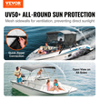 Επάνω κάλυμμα σκάφους VEVOR 3 Bow Bimini, Αποσπώμενα πλαϊνά τοιχώματα από διχτυωτό πλέγμα, 600D πολυεστερικός θόλος με πλαίσιο 1&quot; από κράμα αλουμινίου, Περιλαμβάνει μπότα αποθήκευσης, 2 πόλους στήριξης, 2 ιμάντες, 6&#039;L x 46&quot;H x 61&quot;-66&quot;W, Ανοιχτό γκρι