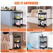 VEVOR 3-Tier Rolling Utility Cart, Kitchen Cart with Lockable Rochs, Multi-functional Storley Trolley with Handle for Office, Καθιστικό, Κουζίνα, Ράφια οργάνωσης καλαθιού κινητής αποθήκευσης, μαύρο
