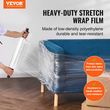 VEVOR Stretch Film VEVOR, 15 ίντσες x 1200 πόδια, 2 Pack, 80 Gauge Industrial Strength Clear ανθεκτικό ρολό τεντώματος, βαρέως τύπου Shrink Stretch Wrap με λαβές για τύλιγμα παλετών Αποστολή μετακίνηση