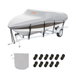 VEVOR Boat Cover, 4880-5640 mm Trailerable Waterproof Cover, 600D Marine Grade PU Oxford, με κάλυμμα κινητήρα και ιμάντες πόρπης, για V-Hull, Tri-Hull, Fish Ski Boat, Runabout, Bass Boat, Grey