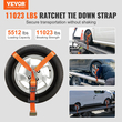 VEVOR Car Tie Down Straps Kit, Lasso Style 2&quot; x 120&quot; Tire Straps, 5512 LBS Working Fort, 11023 LBS Breaking Strength, with Flat Hooks for Passenger Car, ATV, Motorcycle, Van, SUV, UTV, Trailer, 4-pack