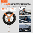 VEVOR Car Tie Down with Chain Anchors, Lasso Style 2&quot;×120&quot; Lasso Irans, 5865 LBS Working Fort, 11023 LBS Breath Strength, with Heavy Duty Ratches for Passenger Car, ATV, SUV, UTV, Truck, 4-pack