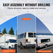VEVOR Van Roof Ladder Rack, 2 Bar Alloy Steel Ladder Racks, Ρυθμιζόμενο από 1200-2000 mm, Χωρητικότητα 227 kg, Σχάρα οροφής Συμβατό με φορτηγά πλήρους μεγέθους με υδρορροή βροχής, Chevrolet Express, GMC Savana
