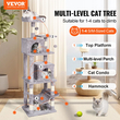 VEVOR Cat Tree 63&quot; Cat Tower with 2 Cat Condos Sisal Scratching Post Ανοιχτό γκρι