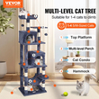 VEVOR Cat Tree 63&quot; Cat Tower with 2 Cat Condos Sisal Scratching Post Ανοιχτό γκρι