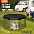 VEVOR Dog Παρκοκρέβατο 8 πάνελ Πτυσσόμενο μεταλλικό στυλό γυμναστικής σκύλου με επάνω κάλυμμα 30&quot; H