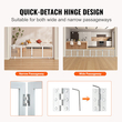 VEVOR Free Standing Dog Gate 24x80,3 ιντσών Ανεξάρτητη Πύλη Pet Πτυσσόμενη Λευκή