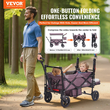 VEVOR Wagon καροτσάκι Push Pull Quad Πτυσσόμενο για 2 παιδιά με σκούρο μωβ κουβούκλιο