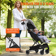 Βρεφικό καρότσι VEVOR Standard, παιδικό καρότσι με 95°-175° ρυθμιζόμενη πλάτη &amp; &amp; 0/90° ρυθμιζόμενο υποπόδιο &amp; αναδιπλούμενο με ένα κλικ, καρότσι νεογέννητου με ποτηροθήκη και τσάντα μεταφοράς, ανοιχτό γκρι