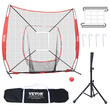 VEVOR 7x7 ft δίχτυ προπόνησης μπέιζμπολ σόφτμπολ, φορητό δίχτυ προπόνησης μπέιζμπολ για χτύπημα μπαταρίσματος, εξοπλισμός μπέιζμπολ backstop με πλαίσιο φιόγκου, τσάντα μεταφοράς, ζώνη κρούσης, μπάλα, μπλουζάκι μπλουζάκι