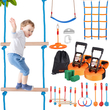 VEVOR 2x56 ft Ninja Warrior Obstacle Course Kids Outdoor Slackline 12 Obstacles