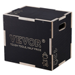 VEVOR 3 σε 1 Plyometric Jump Box, 16/14/12 Inch Wooden Plyo Box, Platform &amp; Jumping Agility Box, Anti-slip Fitness Exercise Step Up Box for Home Gym Training, Conditioning Strength Training, Μαύρο