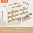 Συρταριέρα VEVOR Rattan Dresser Natural Rattan Closet Dresser 6 Συρτάρια για υπνοδωμάτιο