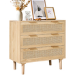Συρταριέρα VEVOR Rattan Dresser Natural Rattan Closet Dresser 3 Συρτάρια για υπνοδωμάτιο