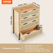 Συρταριέρα VEVOR Rattan Dresser Natural Rattan Closet Dresser 4 Συρτάρια για υπνοδωμάτιο
