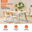 Καρέκλες VEVOR Rattan, Σετ 4, Μοντέρνα Καρέκλα Τραπεζαρίας Mid Century, Επενδυμένη καρέκλα βελούδινης έμφασης με πλάτη Rattan, Ρετρό Καρέκλα Τραπεζαρίας Κουζίνας για Σαλόνι, Υπνοδωμάτιο, Αναγνωστήριο, Γραφείο, Λευκό