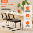 Καρέκλες VEVOR Rattan, Σετ 2, Μοντέρνα Καρέκλα Τραπεζαρίας Mid Century, Επενδυμένη βελούδινη καρέκλα τόνου με πλάτη Rattan, Ρετρό Καρέκλα Τραπεζαρίας Κουζίνας για Σαλόνι, Υπνοδωμάτιο, Αναγνωστήριο, Γραφείο, Μαύρο
